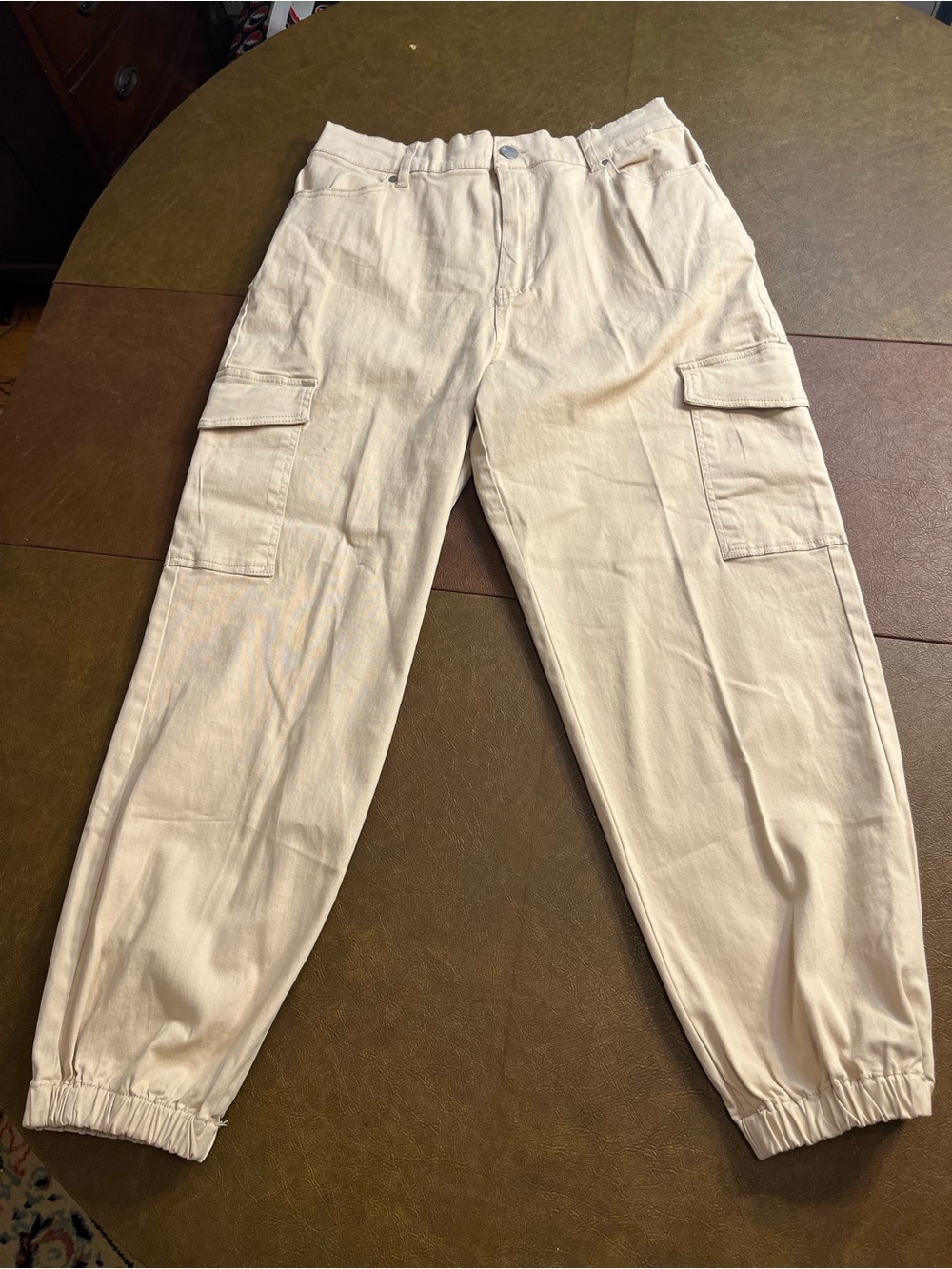Cargo Jogger Pants Cream Women’s Size 12 Casual Utility Style